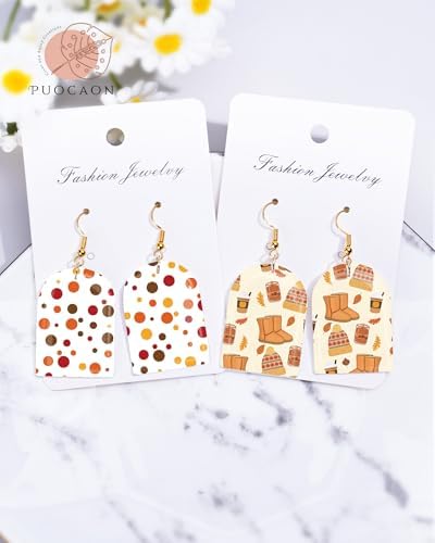 Puocaon Fall Clay Transfer Paper - 18 Pcs Maple Leaves Pumpkin Art Design Transfer Sheets for Polymer Clay Autumn Themed Earrings Design Jewelry Making