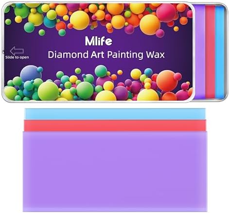 Mlife 3Pcs Diamond Art Wax Glue Clay Set with Slide Storage Box, Diamond Art Painting Glue Wax for Diamond Art Kits, Diamond Art Painting Accessories and Tools, DIY Diamond Embroidery Tool