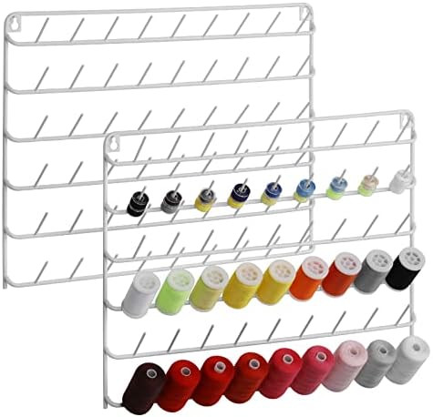 YBING Thread Holder Wall Mount White 2 Pack Sewing Thread Rack