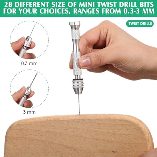 Mudder 57 Pcs Micro Drill Bits & Pin Vise Set 0.1-3mm, Silver