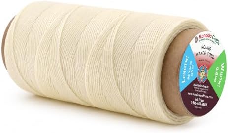 Mandala Crafts 80M 0.8mm Natural Round Waxed Thread for Leather Sewing