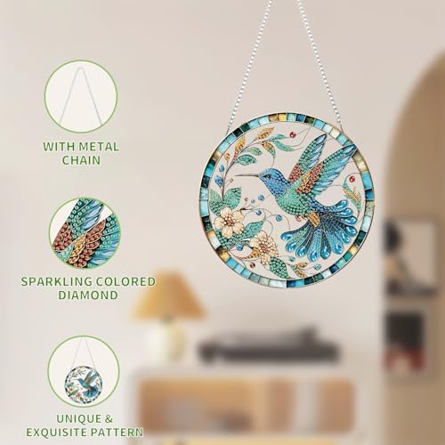 AIBOERL Hummingbird Diamond Art Kits for Adults, Acrylic Hanging Suncatcher