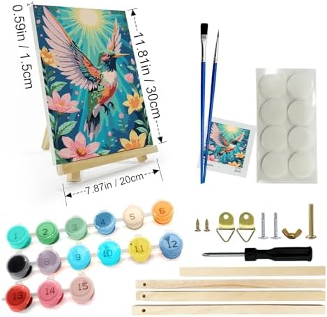 JOOZ Hummingbird Framed Paint by Numbers Kit for Adults 8x12 Inch