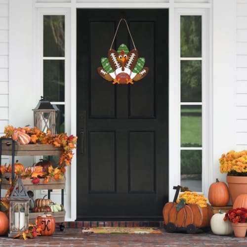 Paintable Thanksgiving Ornaments 3 Sets, Wooden Football Turkey Ornaments to Paint, Unfinished Give Thanks Wreaths Wood Crafts for Painting, Wood Cutouts DIY Ornament for Door Decor