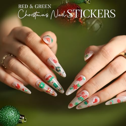 Teenitor 50 Sheets Christmas Nail Stickers for Nail Art, Snowflake Nail Stickers for Kids Women, Christmas Nail Decals for Holiday Winter, 3D Self Adhesive Snowflake Nail Decals for Little Girls