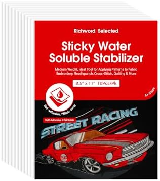 Poolin Printable Water Soluble Stabilizer for Embroidery, 8.5 x 11 Inch
