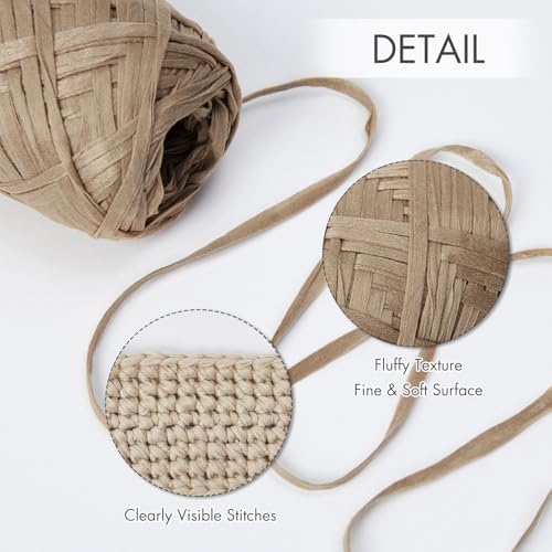 NICEEC 2 Skeins Soft Tape Yarn-Khaki