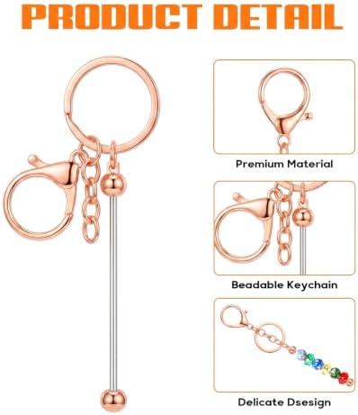 30Pcs Blank Beadable Keychain Bars Bulk Blank Metal Keychain