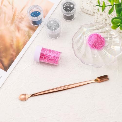 Briartw 5 Pcs Stainless Steel Craft Spoon | Mess-Free Crafting with Dual-Shaped Spoons for Glitter, Embossing Powders, Sequins & Small Embellishments | Rose Gold | 6.7inch Length
