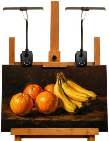 holoith 2 Pack 3 Head Foldable Clip On LED Easel Lamp for Artists