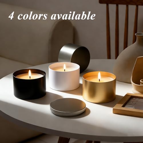 PCREGPAE 8OZ Champange Candle Tins Cans with Lids，Wicks for Making Candle