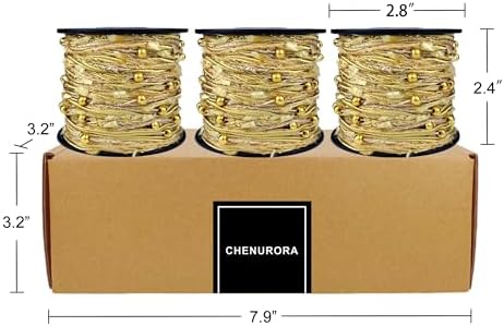 Artisanal Yarn Collection Multifiber Multicolored Fancy Yarn with Golden Beads for Knitting Crocheting Crafts DIY, Set of 3 Rolls (Golden Beads)