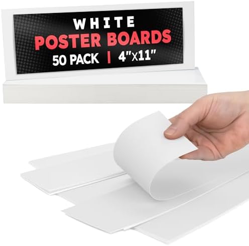 Hygloss Small Poster Board 4x11 - 50 Count Bulk Pack - 10 Pt. Thickness White Poster Board Paper for Projects, Presentations, Displays, Signs, Crafts - Blank Posterboard Multipack 4" x 11"