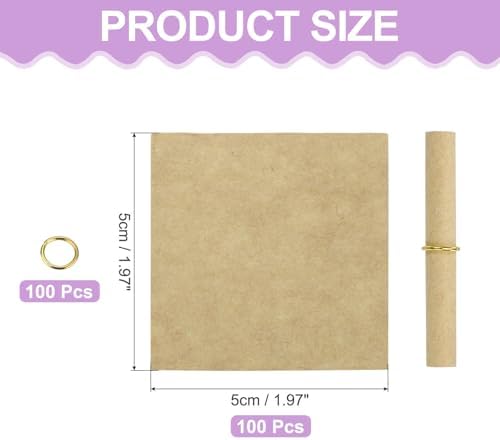 MECCANIXITY 5x5cm Mini Vintage Messages Papers Scrolls, 100Pcs Valentine Message Wish Paper Roll for Party Birthday, Tan