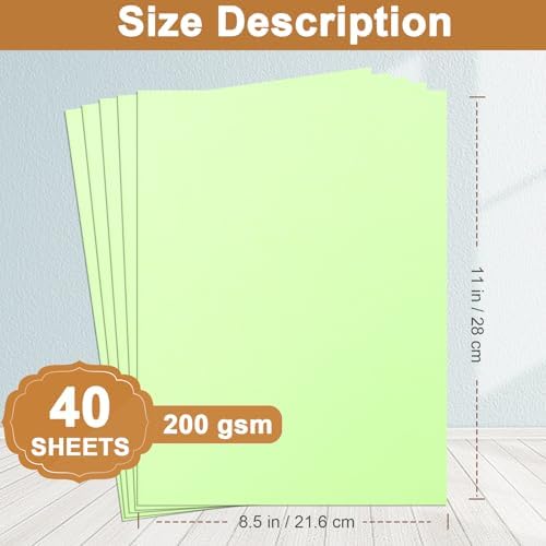 Silunkia 40 Sheets Light Green Cardstock 8.5 x 11 Craft Paper 75lb