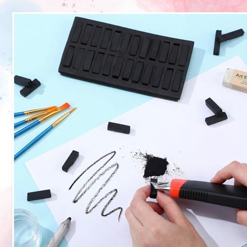 Watersay 48 Pcs Soft Chalk Pastels Set Soft Pastel for Artists Square Sketch Chalk Non-toxic Artist Pastel Sticks for Professional Artists Students and Art Lovers(Black Color,30×8×8mm)