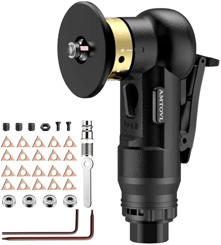 AMTOVL Pneumatic Chamfering Tool, Mini Air Chamfer Tool W/ 10C & 10R Blades | Chamfer Tool with 10 C-Angle & 10 R-Angle Blades, 45° 30000 RPM Chamfering Tool for Metal and Wood with 1/4" Air Inlet