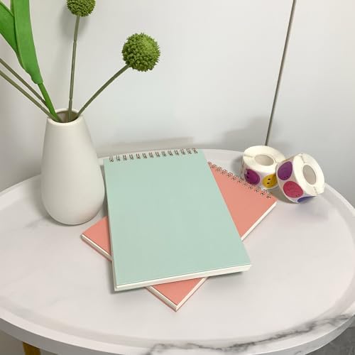 DSTELIN Upright Sketch Coil Notebooks, 2-Pack (Pink & Green), 7.5 x 5.1 Inches, Hardcover with 1150GSM Cardstock, 100 Pages / 50 Sheets, 100GSM Paper