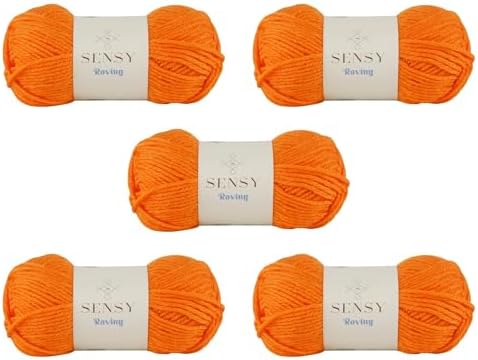 S Sensy Roving - Premium Acrylic&Wool Blend Yarn 5 Skeins Pumpkin 131 Yards
