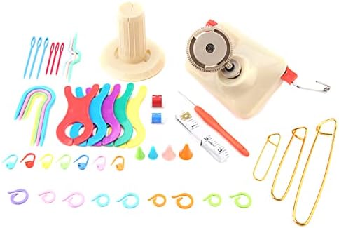 Knitting Wool Winder Kit with Winder Pin Counter Inch Meter, DIY Knitting Tool Set, Essential Weaving Accessories for Home and Studio, Metal and Plastic Winding Device with Multipl