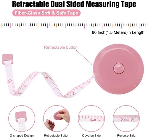 Tape Measures Retractable, Fabric Measuring Tape, 60 Inch Small Sewing Tape Measure for Craft Nursing Medical Travel(3 Pack/Green,Blue,Pink)