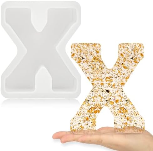 Gartful 7 Inch Large Letter Molds for Resin, 3D X Capital Alphabet Epoxy Resin Mold, A to Z Thick Resin Letter Molds for Making Letters, Word Sign Art, DIY Crafts, Making Cake, Party Home Decor
