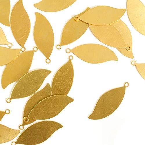ImpressArt - Premium Metal Stamping Blanks for Metal Stamping and Jewelry Making (24 Pack) (1 1/16" Leaf w/Ring, Brass)