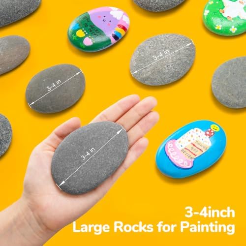 Simetufy 100Pcs River Rocks for Painting 3-4 Inch Large Flat Smooth Stones