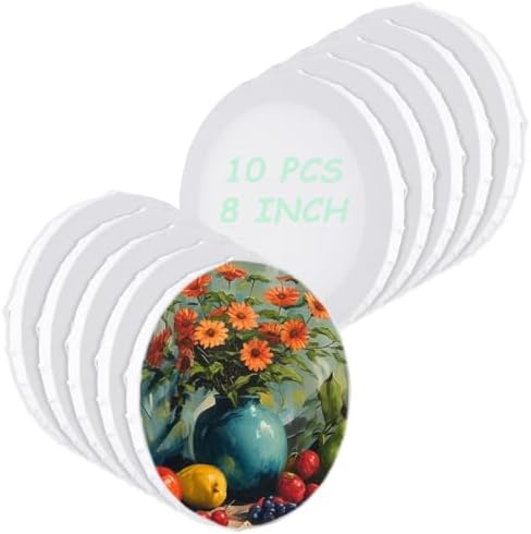10 PCS Round Canvas Boards for Painting 8 Inch Circle Canvas Panel Round Stretched Canvas Blank Canvas White Round Paint Canvas for Oil, Acrylic, Gouache, Crafts