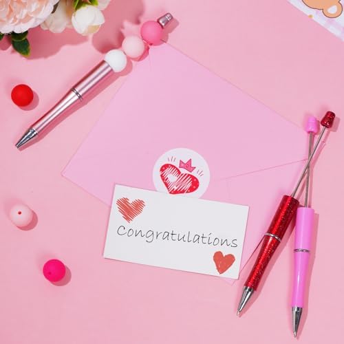 30Pcs Beadable Pens Beaded Ballpoint Pens Bulk for DIY Writing Red Pink