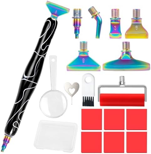 Diamond Art Pens Diamond Art Tools Painting Pen with Screw Metal Tips Multi-placer Tool Accessories for Adults Gem Rhinestone Picker Stylus Black White