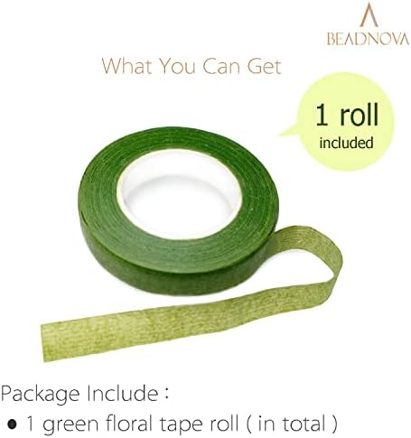 BEADNOVA Floral Tape 1/2inch Flower Tape Green Floral Tape for Bouquets Floral Arranging Stem Wrap Craft (Green, 30yards)