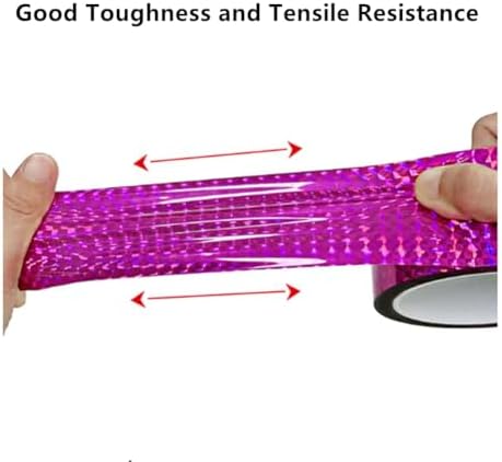 Self-Adhesive Holographic Reflective Tape Prism Tape Holographic Reflective Tape for Keep Birds Away, Craft Projects, DIY Art, Home, Daily Use (Pink, 1 Inch x 55 Yard)