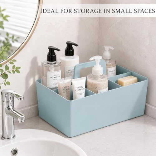 Multipurpose Caddy Organizer with Handle Plastic Desk Storage, Blue