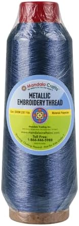 Mandala Crafts Metallic Navy Blue Embroidery Floss for Sewing, 3281 Yard Spool