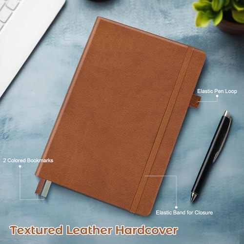 College Ruled Notebook, Hardcover Leather Journal for Women Men, A5, Lined