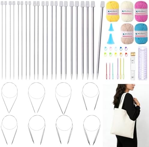Weabetfu 56Pcs Knitting Needles Set with Tote Bag for Beginners