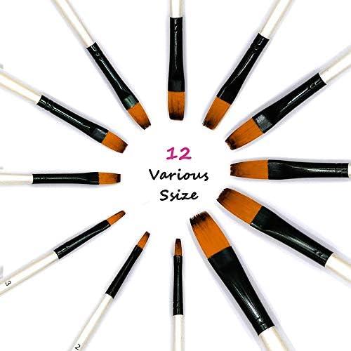 Acrylic Paint Brushes Set, 12pcs Flat Tip Nylon Hair Artist Paintbrushes for Acrylic Watercolor Oil Ink Canvas Painting, Face Body Nail Art, Rock, Model, Shoes, Crafts & Paint by Number, Art Supplies