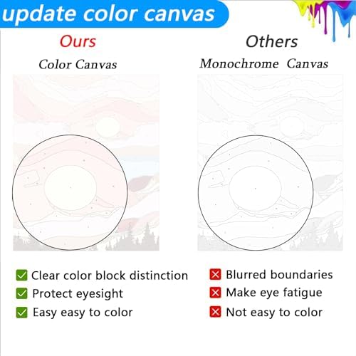 Jethami 2 Pack Paint by Numbers Kit for Adults Beginner, Mountains Lake Sunset Landscape DIY Canvas Art Kit for Home Decor 16x20 in
