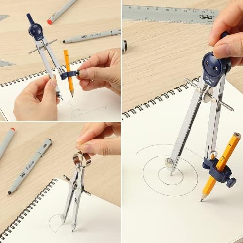 Mr. Pen- Professional Geometry Set, 15 pcs, Drafting Tools with Protractor | Compass, Metal Ruler, Triangles, Pens & Pencils, Complete Geometry & Drafting Kit for Architects, Engineers & Students