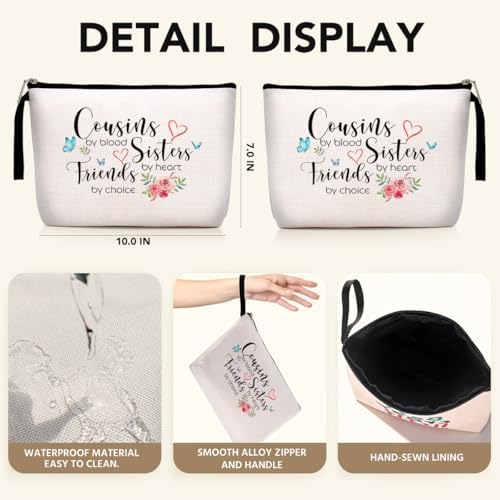 Cousin Gifts for Women Makeup Bag , Cousin Birthday Gift Cousins by Blood