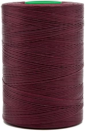 Flat Waxed Thread 0.8mm 710Yds for Leather Craft DIY Hand Sewing Projects Shoes Repair（Burgundy）