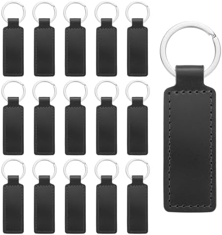MECCANIXITY Leather Keychain Blanks Bulk Rectangle Laser Engraving Keychain Kit