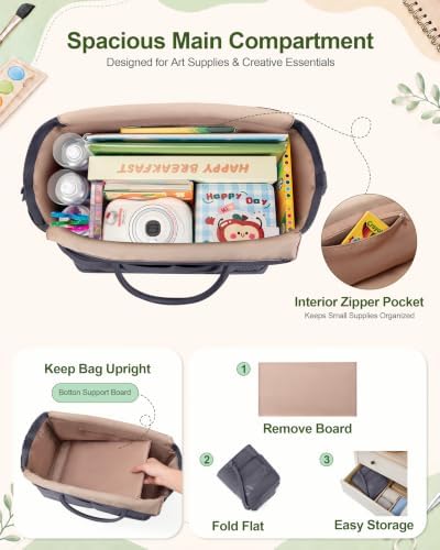 Marscamd Craft Organizer Tote Bag, Art Supply Caddy, Gray