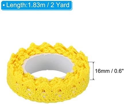 PATIKIL 0.6" Wide 2 Yards Self-Adhesive Lace Tape Lace Ribbon, 3 Pack Cotton Washi Trim Stickers Masking for Craft Scrapbooking DIY Card Making, Yellow