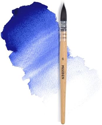 MEEDEN Watercolor Brushes Professional - Synthetic Squirrel Hair Artist Paint Brushes Set with Beech Wood Handle Great for Artists Hobbyists Size 6