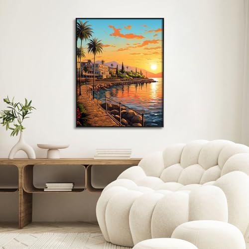 Paint by Numbers Kit for Adults, Sunset DIY Painting Kit, 16x20 Inch