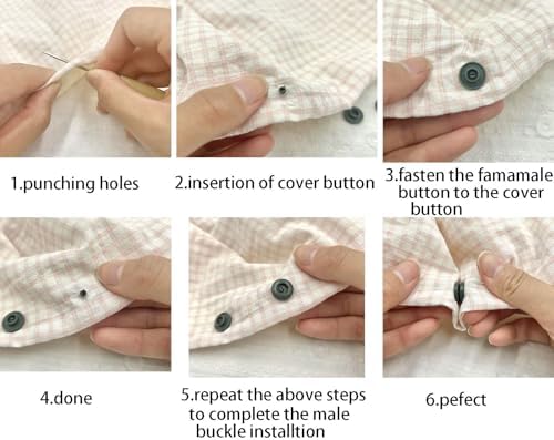IMNTHO T5 Plastic Snaps,140 Set White Snap Buttons No Need Tools, No-Sew Snap Buttons for DIY Crafts Clothes Sewing