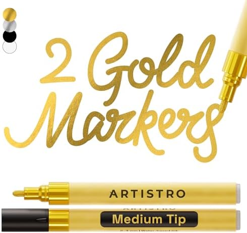 ARTISTRO Gold Acrylic Paint Markers - 3mm Medium-Tip - Set of 2