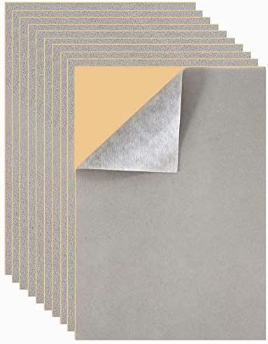 Mesheshe 10PCS Self Adhesive Felt, DIY Self Adhesive Fabric for Art & Crafts, Peel and Stick Felt for Drawer/Jewelry Box Felt Liner, A4 Size (8.3" x 11.8", Grey)